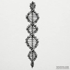 Dna helix intertwined with a strand of barbed... - эскиз тату (№1750044490_0, 16.06.2025 03:28) — Tatufoto.com