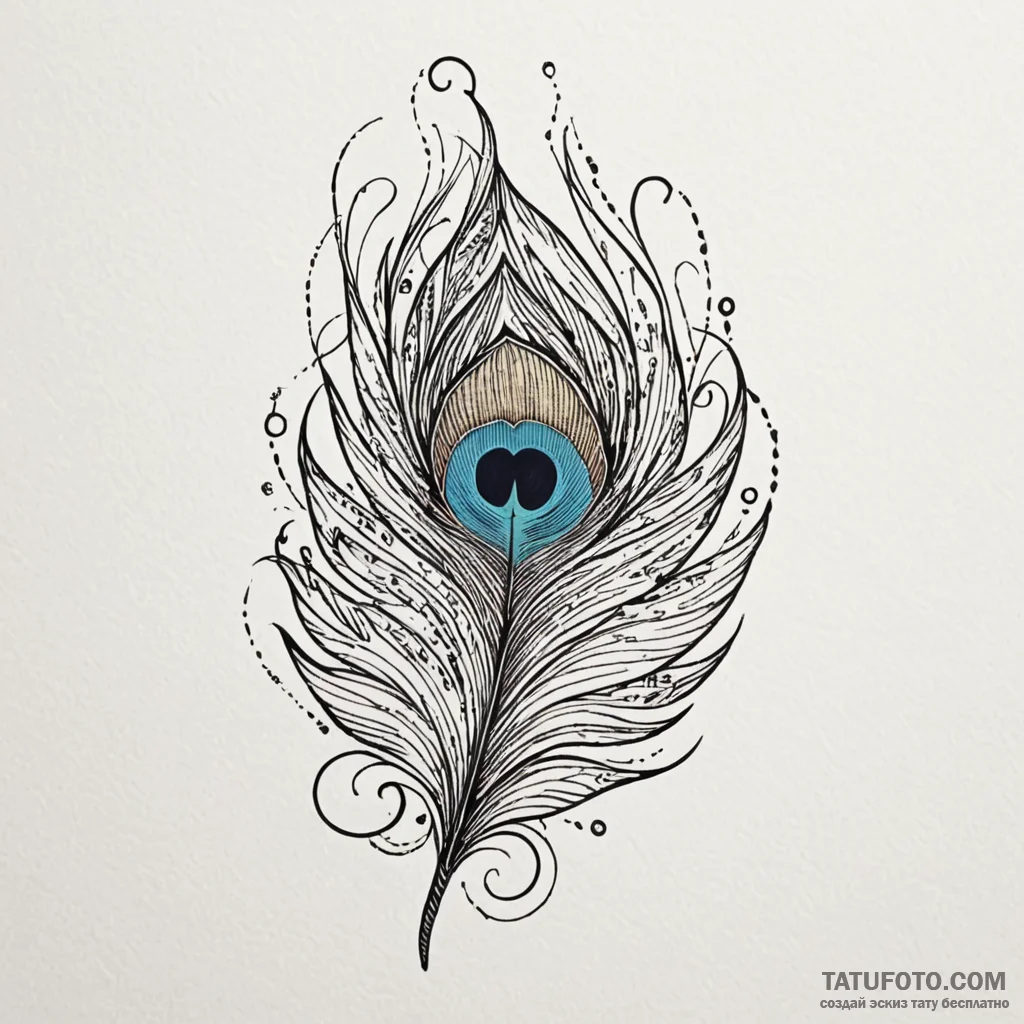 Peacock feather, ink illustration for tattoo,... - эскиз тату (№1750045077_0, 16.06.2025 03:37) — Tatufoto.com