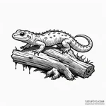 Fiery salamander crawling on a charred log, c… — эскиз тату (№1750045206_0, 16.06.2025 03:40) — Tatufoto.com