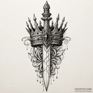 Dagger circling obsidian crown, artistic tatt... - эскиз тату (№1750045400_0, 16.06.2025 03:43) — Tatufoto.com