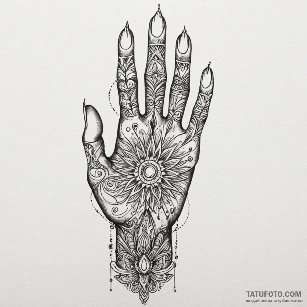 Oracle hand beneath spectral light, tattoo dr... - эскиз тату (№1750046380_0, 16.06.2025 03:59) — Tatufoto.com