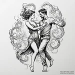 Dancing couple, their bodies made of swirling… — эскиз тату (№1750047289_0, 16.06.2025 04:14) — Tatufoto.com