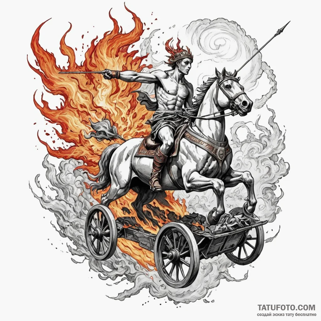 Helios driving a chariot of fire across the s... - эскиз тату (№1750049116_0, 16.06.2025 04:45) — Tatufoto.com