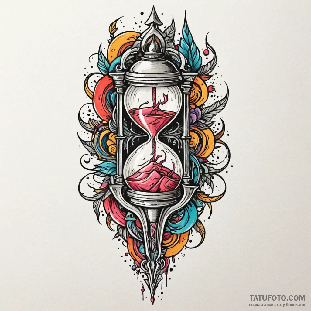 Dagger through skeletal hourglass, ink illust... - эскиз тату (№1750049638_0, 16.06.2025 04:53) — Tatufoto.com