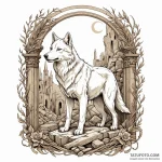 Angel wolf emerging from ruins, artistic tatt… — эскиз тату (№1750049704_0, 16.06.2025 04:55) — Tatufoto.com