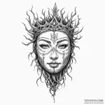 Engraved mask crowned with roots, artistic ta… — эскиз тату (№1750050751_0, 16.06.2025 05:12) — Tatufoto.com