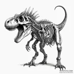 T-rex skeleton, but re-animated and roaring,… — эскиз тату (№1750051538_0, 16.06.2025 05:25) — Tatufoto.com