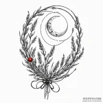 Lavender sprig tied with a strand of moonligh… — эскиз тату (№1750051602_0, 16.06.2025 05:26) — Tatufoto.com