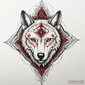 Feral child wearing a wolf's skull as a mask,... - эскиз тату (№1750051731_0, 16.06.2025 05:28) — Tatufoto.com
