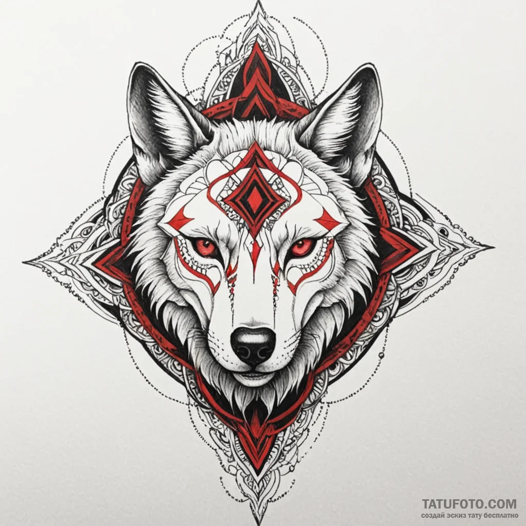 Feral child wearing a wolf's skull as a mask,... - эскиз тату (№1750051731_0, 16.06.2025 05:28) — Tatufoto.com
