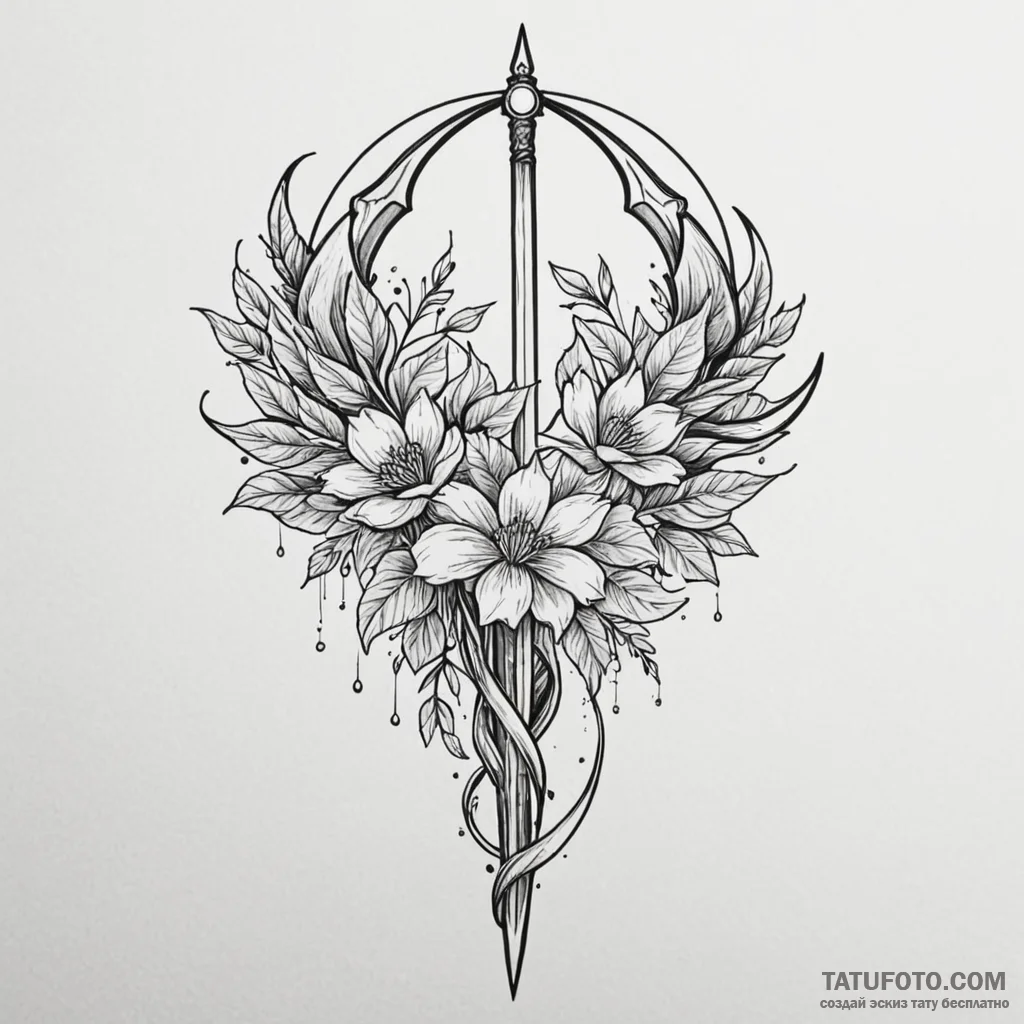 Opal scythe cleaving spectral bloom, tattoo s... - эскиз тату (№1750052316_0, 16.06.2025 05:38) — Tatufoto.com