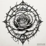 Dried rose caught in spiderweb, tattoo sketch… — эскиз тату (№1750052380_0, 16.06.2025 05:39) — Tatufoto.com