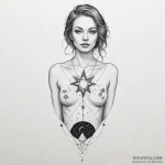 Necklace of stars draped across collarbones,… — эскиз тату (№1750052445_0, 16.06.2025 05:40) — Tatufoto.com