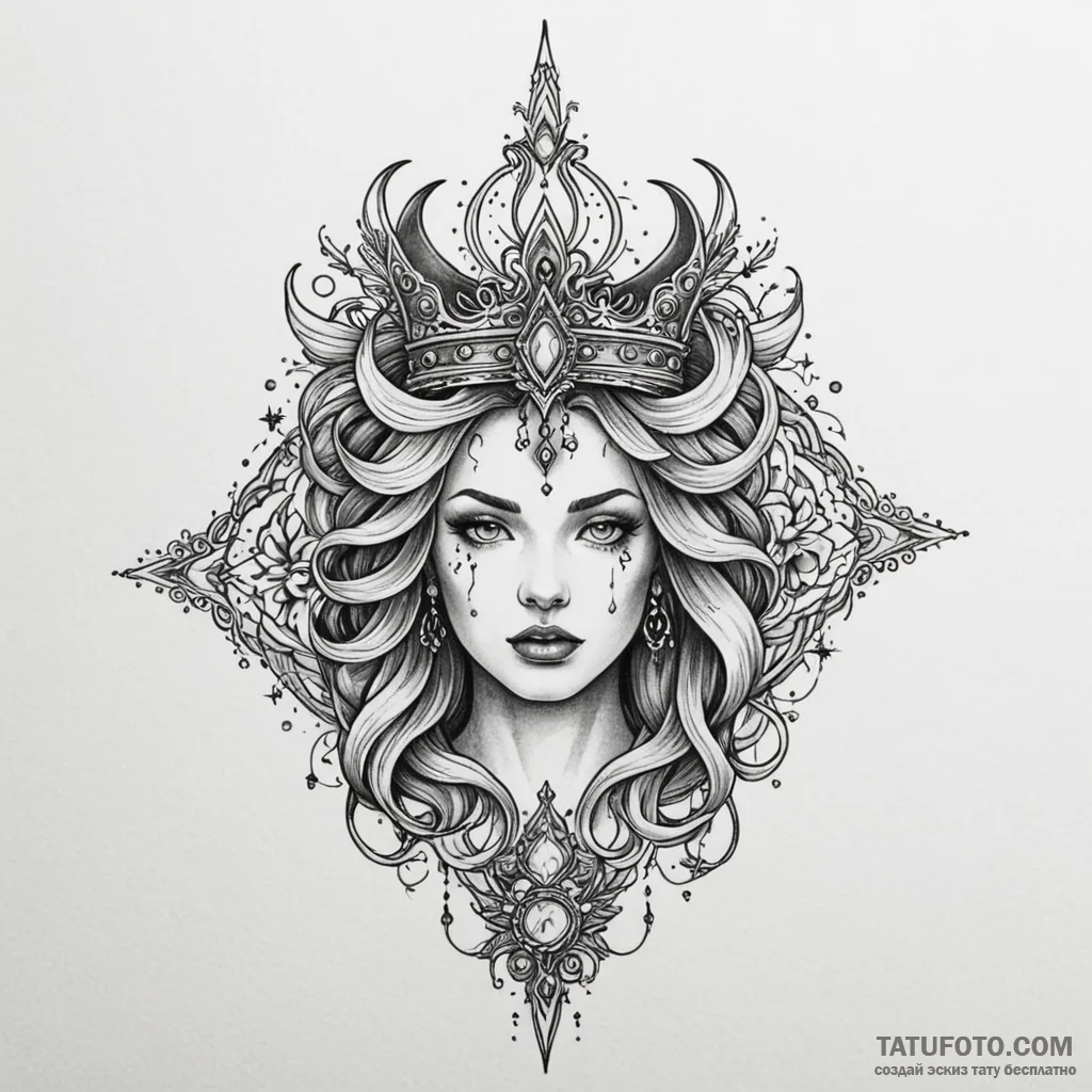 Haunted blade crowned in stars, tattoo flash... - эскиз тату (№1750053249_0, 16.06.2025 05:54) — Tatufoto.com