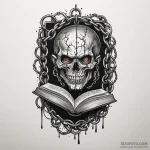 Cursed book bound in chains, tattoo flash she… — эскиз тату (№1750053316_0, 16.06.2025 05:55) — Tatufoto.com