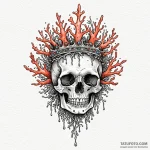 Coral crown resting on bone, tattoo drawing o… — эскиз тату (№1750054499_0, 16.06.2025 06:14) — Tatufoto.com