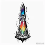 Floating astronaut tethered to a crumbling, a… — эскиз тату (№1750055417_0, 16.06.2025 06:30) — Tatufoto.com