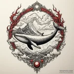 A whale swimming through clouds, tattoo sketc… — эскиз тату (№1750055945_0, 16.06.2025 06:39) — Tatufoto.com