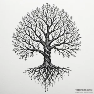 Dark spirit entwining roots, tattoo drawing o... - эскиз тату (№1750056597_0, 16.06.2025 06:49) — Tatufoto.com