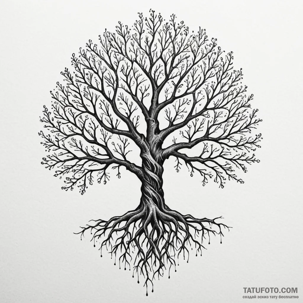 Dark spirit entwining roots, tattoo drawing o... - эскиз тату (№1750056597_0, 16.06.2025 06:49) — Tatufoto.com