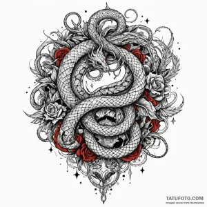 Hallowed serpent crowned with stars, tattoo s... - эскиз тату (№1750057583_0, 16.06.2025 07:06) — Tatufoto.com