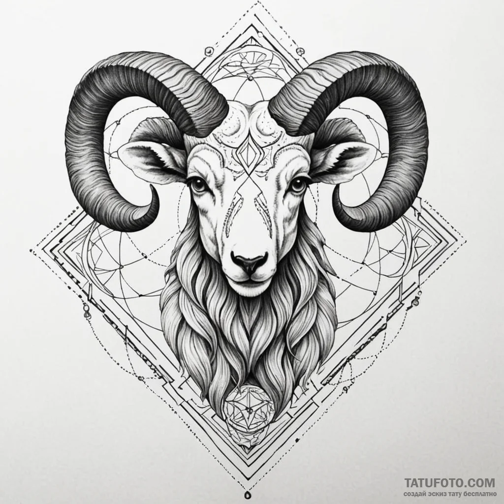 Aries, concept art for tattoo, highly detaile... - эскиз тату (№1750076888_0, 16.06.2025 12:28) — Tatufoto.com
