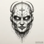 Animated mask with glowing eyes, concept art… — эскиз тату (№1750078561_0, 16.06.2025 12:56) — Tatufoto.com