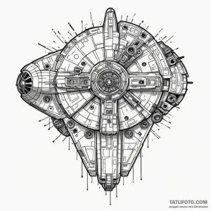 The millennium falcon, tattoo drawing outline... - эскиз тату (№1750078697_0, 16.06.2025 12:58) — Tatufoto.com