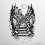 Stairway leading to a submerged city, concept… — эскиз тату (№1750078828_0, 16.06.2025 13:00) — Tatufoto.com