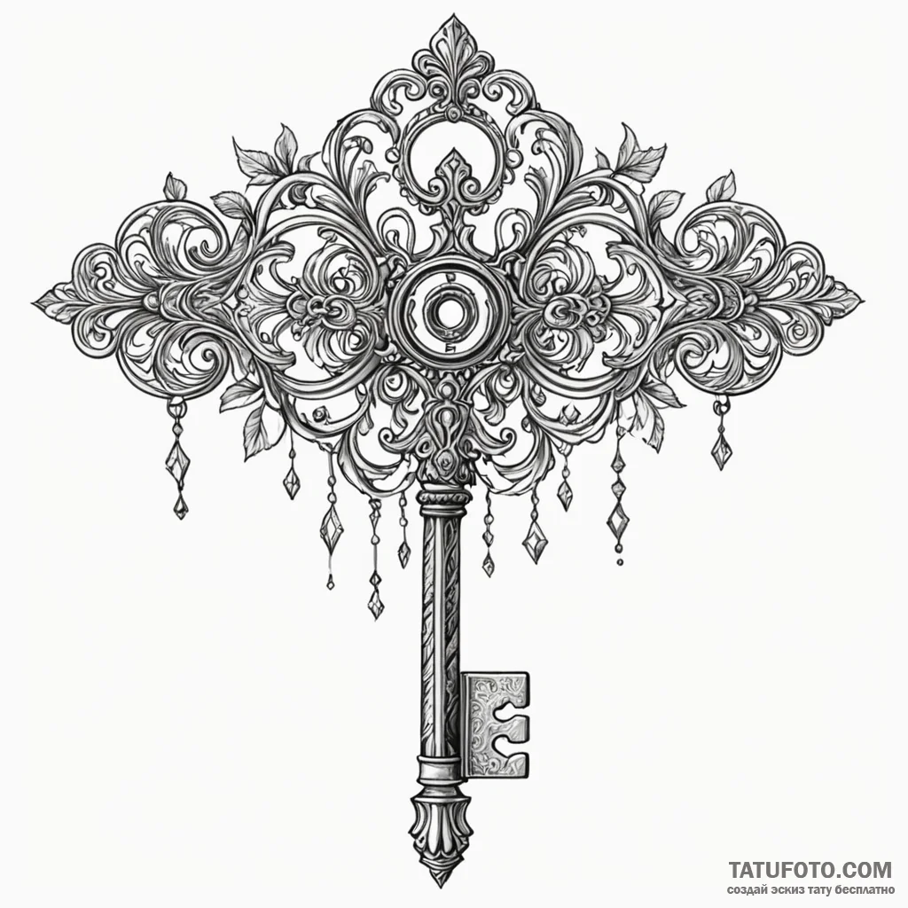 A detailed broken key, useless,, tattoo sketc... - эскиз тату (№1750079346_0, 16.06.2025 13:09) — Tatufoto.com