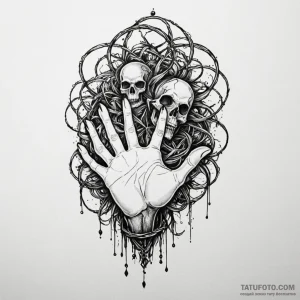Puppet masterвђ™s hand grasping strings, tatt... - эскиз тату (№1750079602_0, 16.06.2025 13:13) — Tatufoto.com