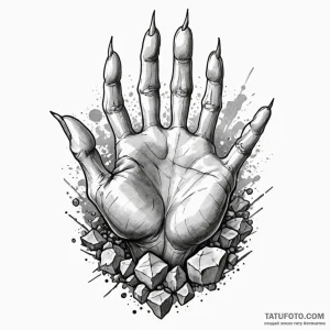 Komodo claws breaking stone relic, concept ar... - эскиз тату (№1750079731_0, 16.06.2025 13:15) — Tatufoto.com