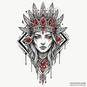 Totem crowned with runes, ink illustration fo... - эскиз тату (№1750080372_0, 16.06.2025 13:26) — Tatufoto.com