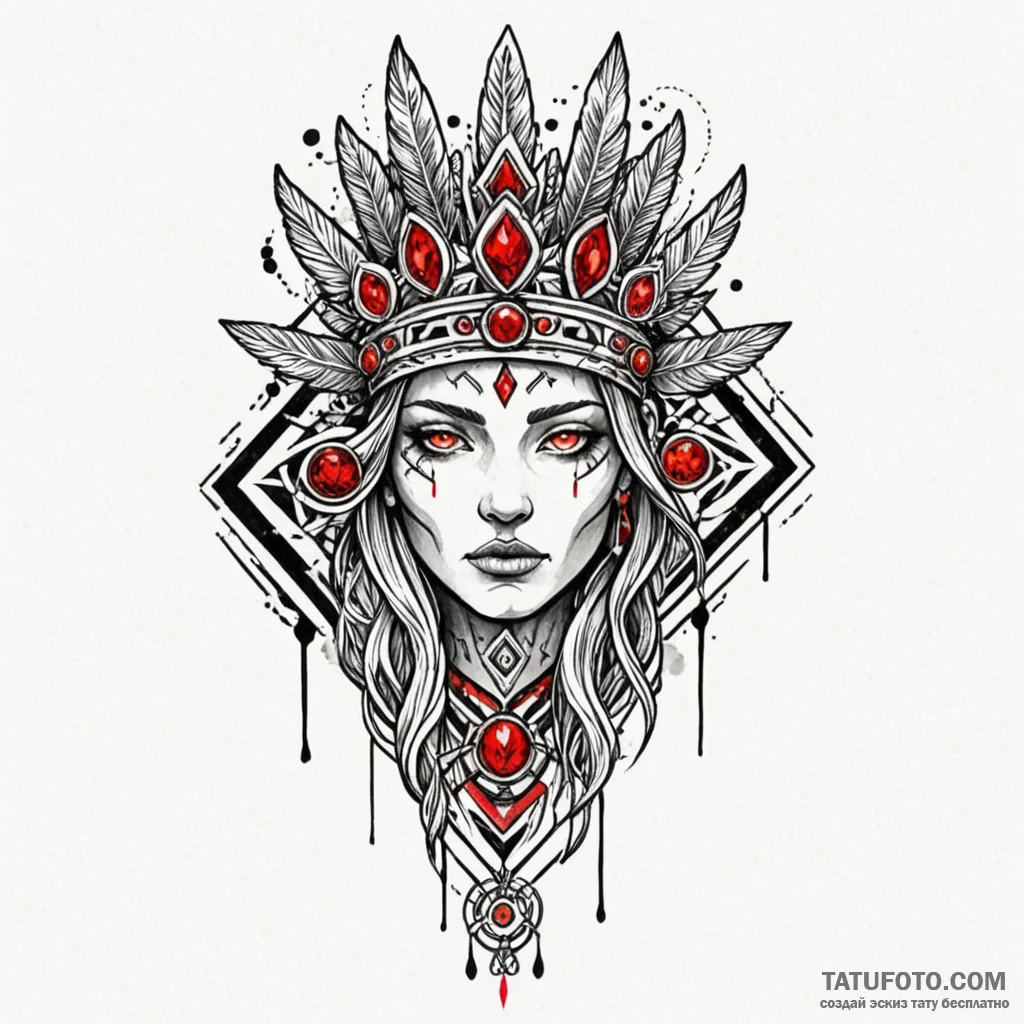 Totem crowned with runes, ink illustration fo... - эскиз тату (№1750080372_0, 16.06.2025 13:26) — Tatufoto.com