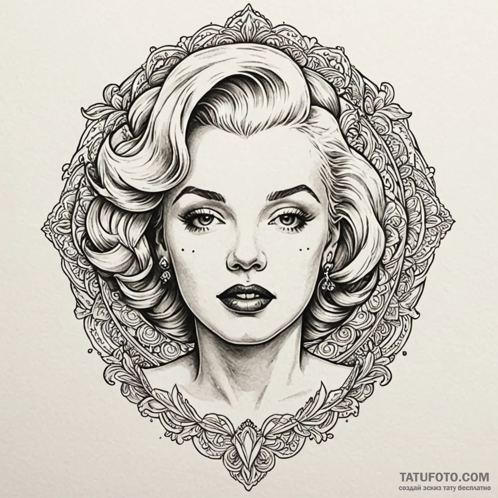 Marilyn monroe, tattoo line art, on a clean w... - эскиз тату (№1750081100_0, 16.06.2025 13:38) — Tatufoto.com