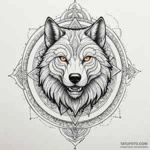 A werewolf mid-transformation, tattoo line ar... - эскиз тату (№1750081164_0, 16.06.2025 13:39) — Tatufoto.com