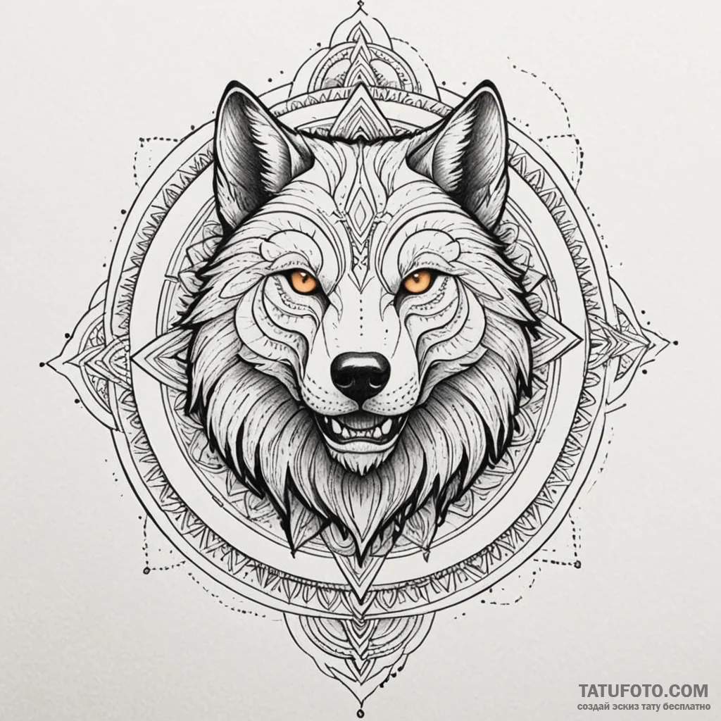 A werewolf mid-transformation, tattoo line ar... - эскиз тату (№1750081164_0, 16.06.2025 13:39) — Tatufoto.com