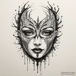 Cracked porcelain mask with a single black te… — эскиз тату (№1750081992_0, 16.06.2025 13:53) — Tatufoto.com