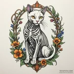 Cat skeleton entwined with flowers, artistic… — эскиз тату (№1750082377_0, 16.06.2025 13:59) — Tatufoto.com