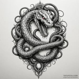 Mirror serpent devouring light, concept art f... - эскиз тату (№1750082888_0, 16.06.2025 14:08) — Tatufoto.com