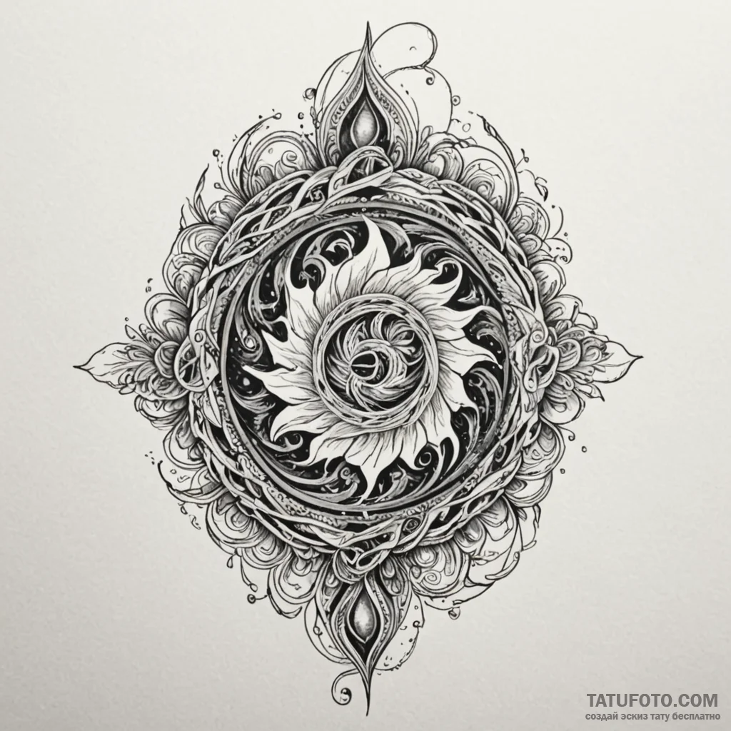 Obsidian flame swirling through void, tattoo... - эскиз тату (№1750083015_0, 16.06.2025 14:10) — Tatufoto.com