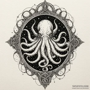 Cthulhu rising from a sea of dead stars, arti... - эскиз тату (№1750083269_0, 16.06.2025 14:14) — Tatufoto.com