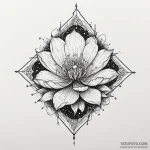 Jagged relic beneath spectral bloom, ink illu… — эскиз тату (№1750083843_0, 16.06.2025 14:24) — Tatufoto.com