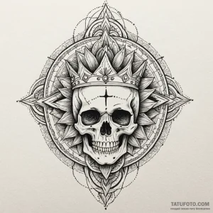 Bone crown resting on cracked skull, concept... - эскиз тату (№1750083971_0, 16.06.2025 14:26) — Tatufoto.com