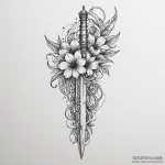 Glacial dagger through spectral bloom, tattoo… — эскиз тату (№1750084097_0, 16.06.2025 14:28) — Tatufoto.com