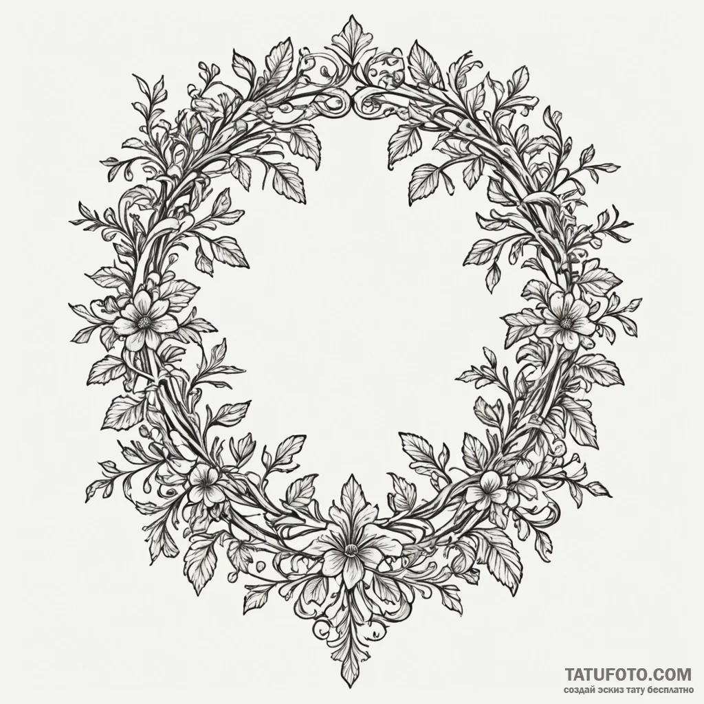 Baroque frame with living vines, tattoo sketc... - эскиз тату (№1750084800_0, 16.06.2025 14:40) — Tatufoto.com