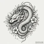 Lizard skeleton curled in bloom, ink illustra… — эскиз тату (№1750084929_0, 16.06.2025 14:42) — Tatufoto.com