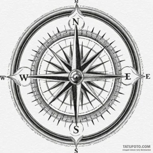 Compass, artistic tattoo sketch, realistic bl... - эскиз тату (№1750087405_0, 16.06.2025 15:23) — Tatufoto.com