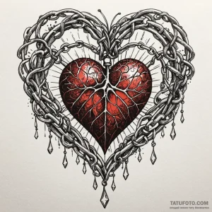 Crystal heart wrapped in chains, concept art... - эскиз тату (№1750087661_0, 16.06.2025 15:27) — Tatufoto.com