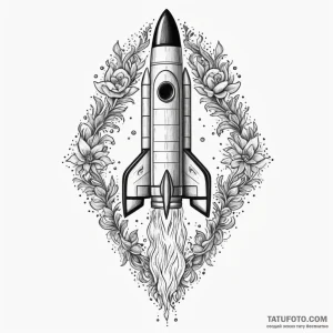 Rocket, tattoo sketch design, dotwork shading... - эскиз тату (№1750087725_0, 16.06.2025 15:28) — Tatufoto.com